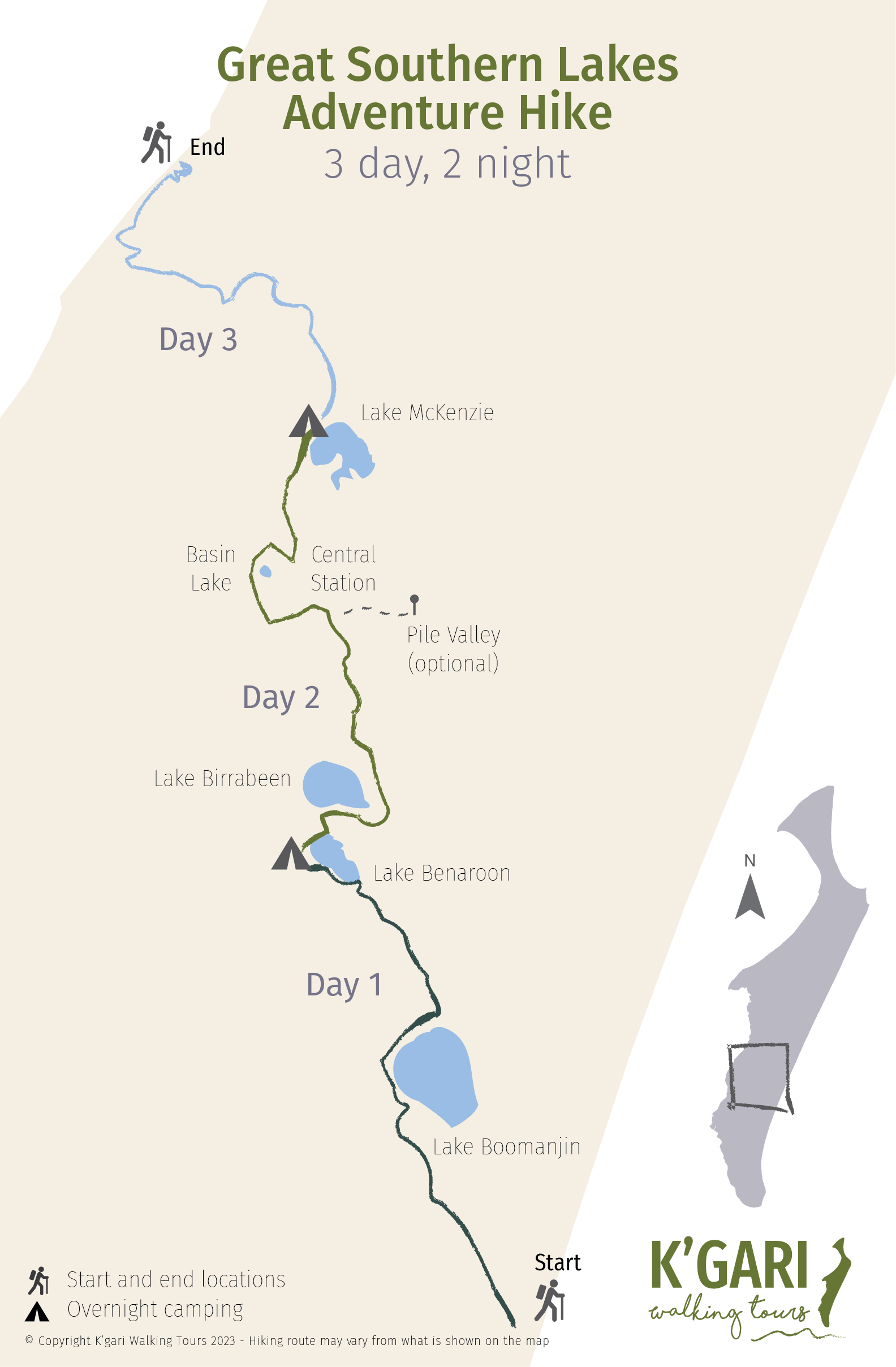 Southern Lakes itinerary map